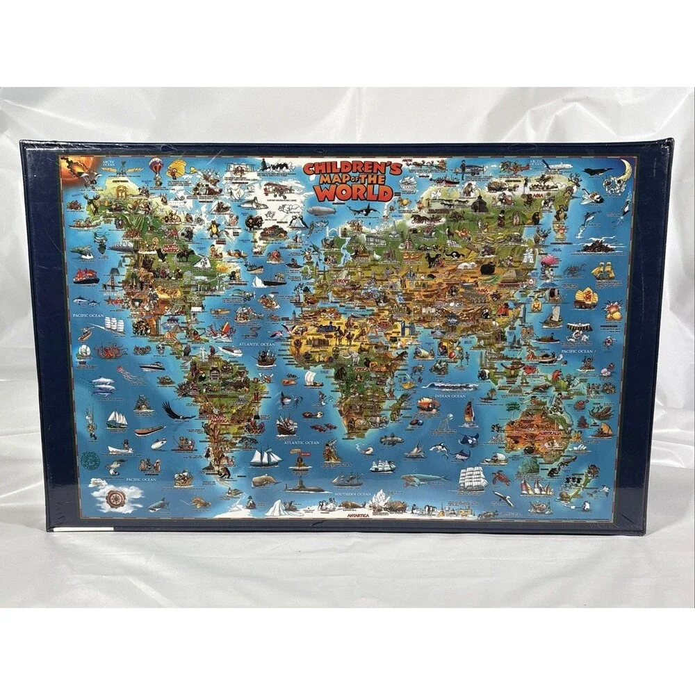 Dino’s Illustrated Children’s Map of The World 500 Pc 24x36” GIANT Puzzle • NEW